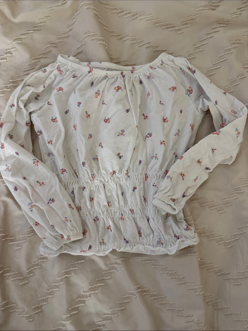 OshKosh B'gosh White Floral Smocked Top